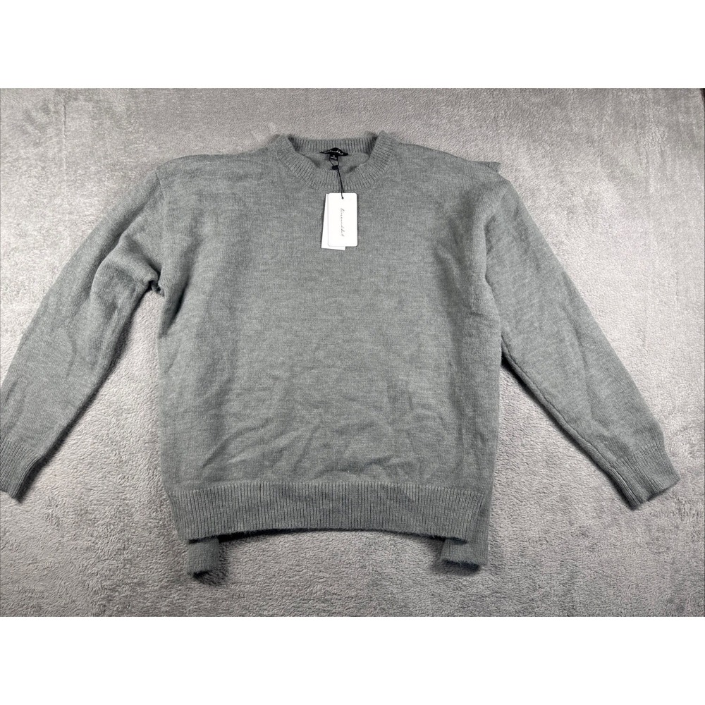 NWT Line & Dot Women's Atlas Over the Shoulder Sleeves Sweater Gray Medium
